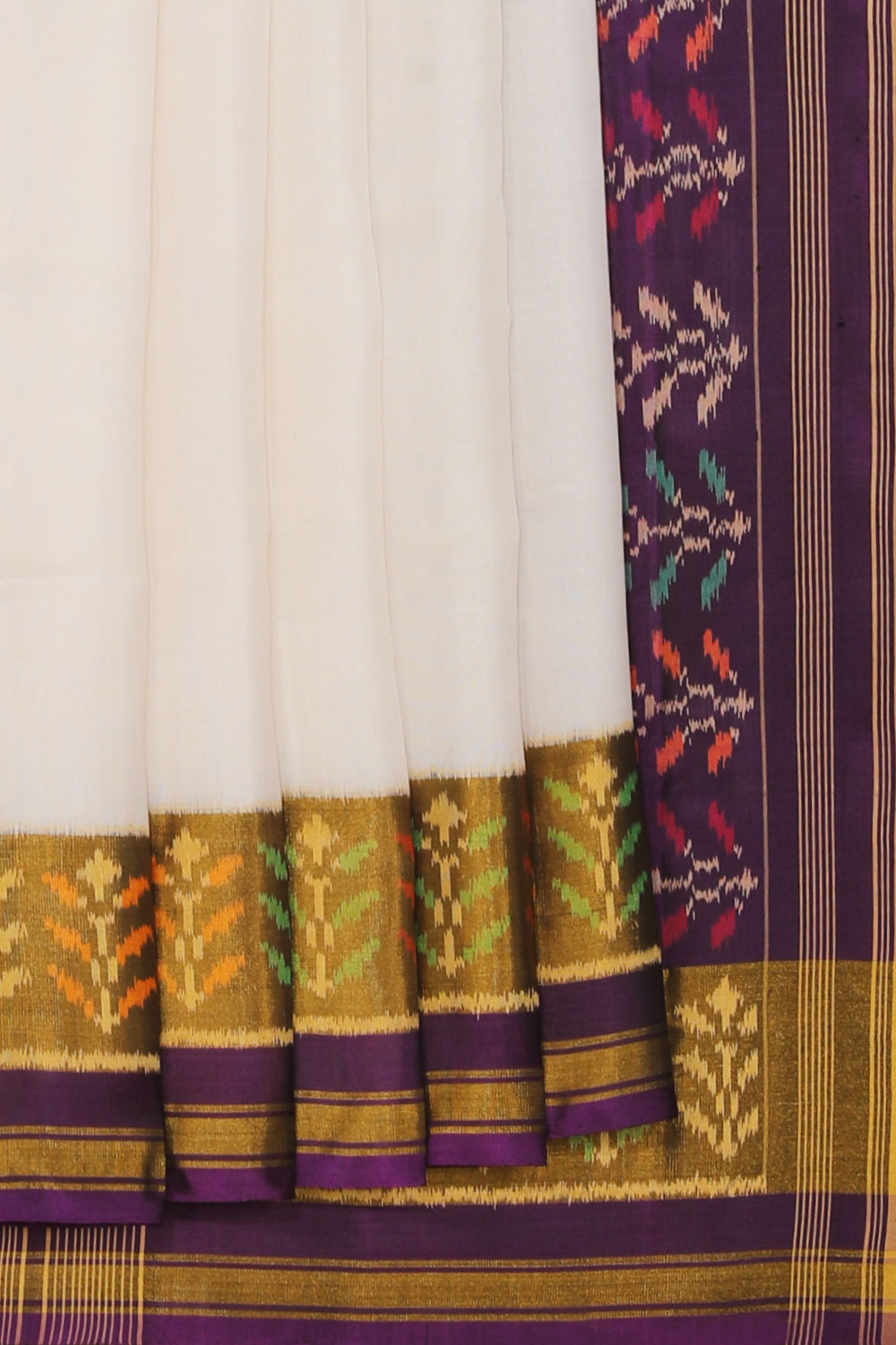 Image of Rajkot Patola Silk White Saree